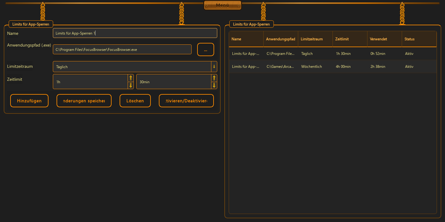 Dauerhafte App-Sperren · Statistiken — 3