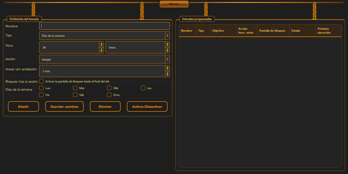 Reglas de apagado y suspensión
