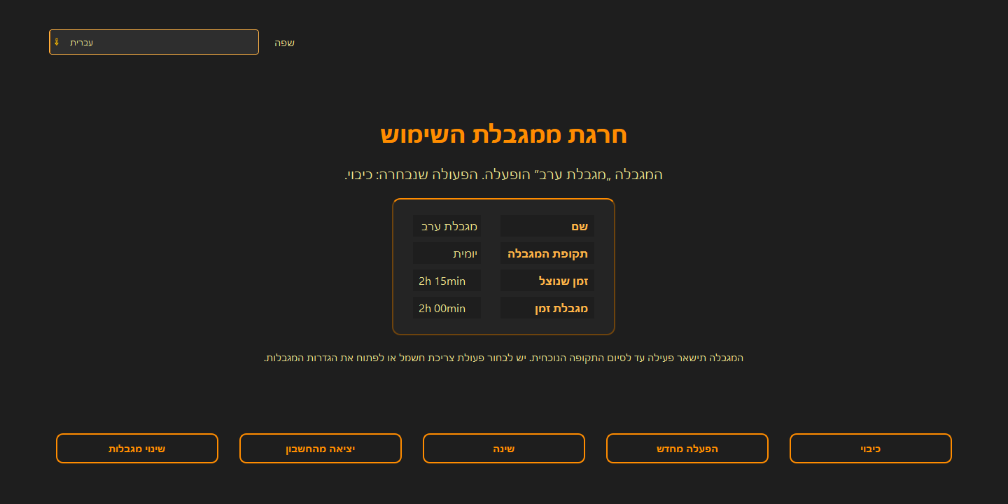 חרגת ממגבלת השימוש