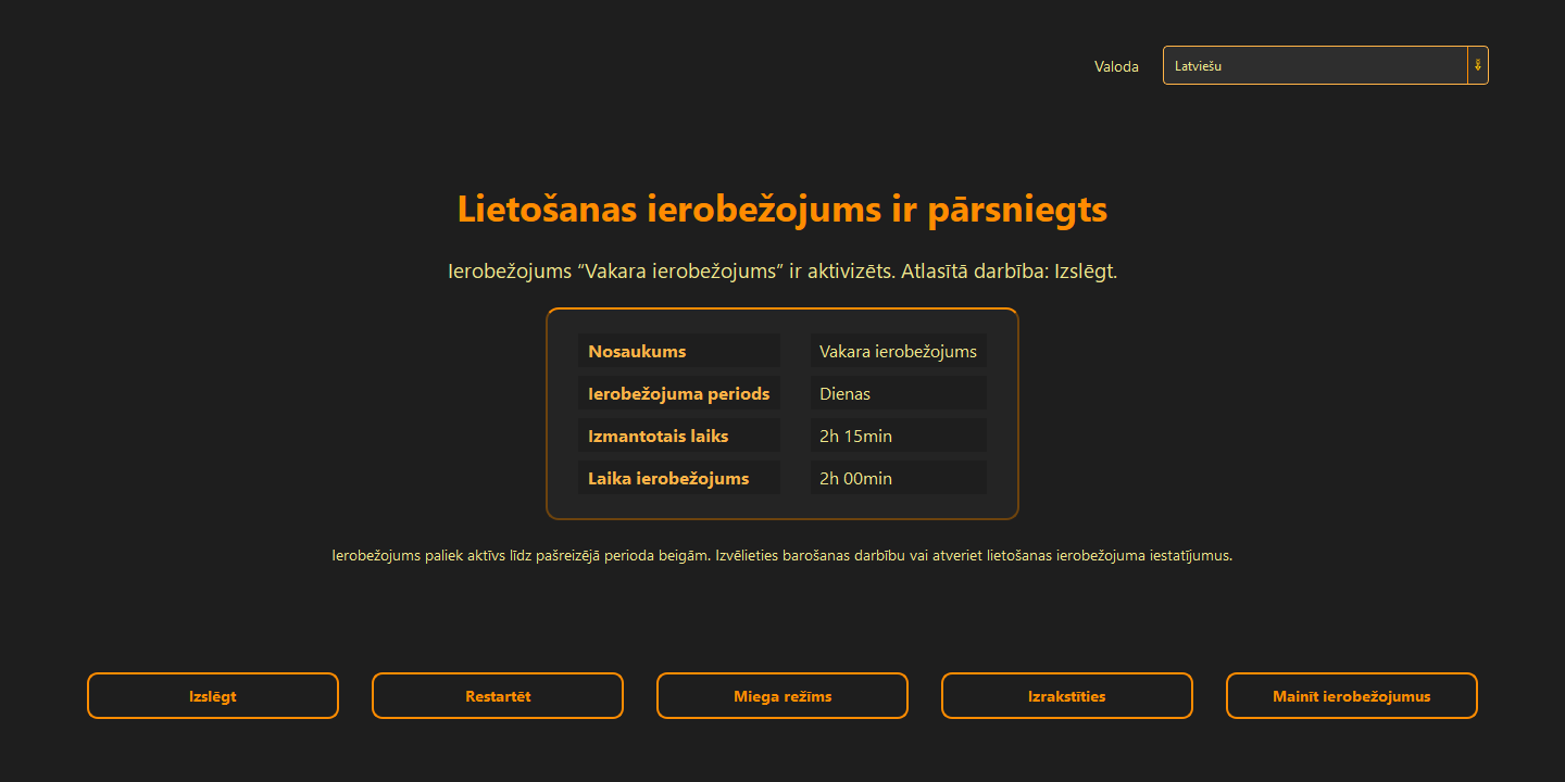 Lietošanas ierobežojums ir pārsniegts