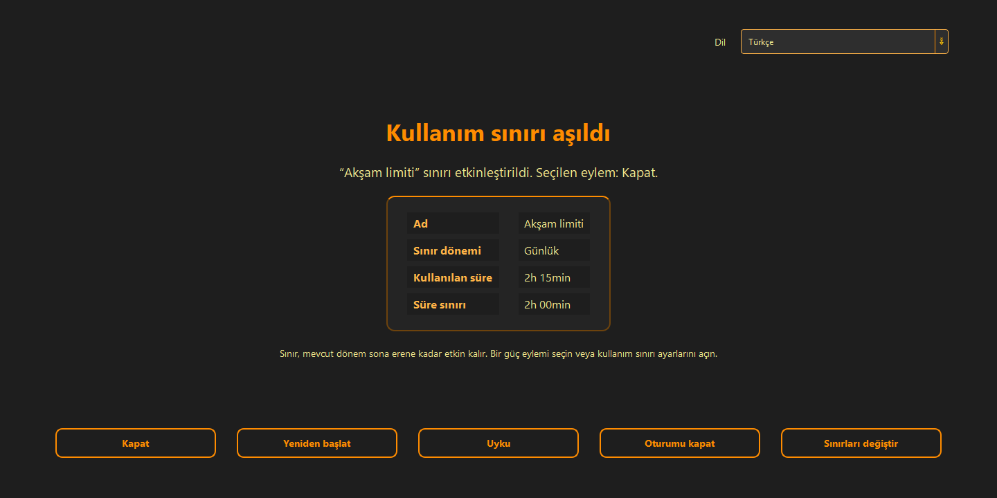 Kullanım sınırı aşıldı